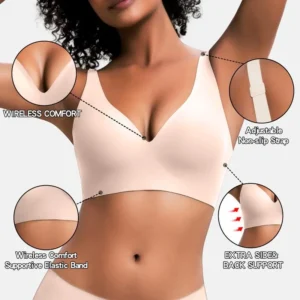 ❤️NESLEMY Wireless Womens Comfortable Wireless Bras Push Up Bralettes Seamless Tshirts Bras Deep V Everyday Bras